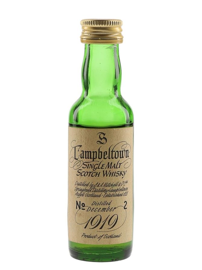 Deze Springbank 1919 is het duurste miniflesje whisky in de wereld