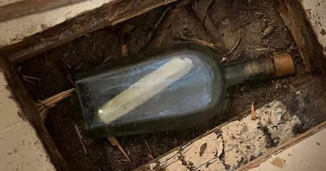 A message in a whisky bottle from 1887 was found under the floorboards